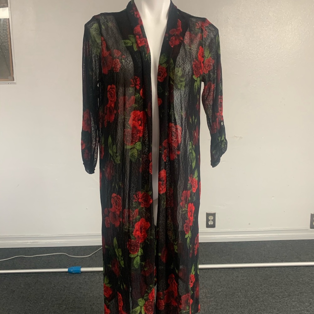 COPY - See through Cardigan red roses see through SZ M-L found and is available.